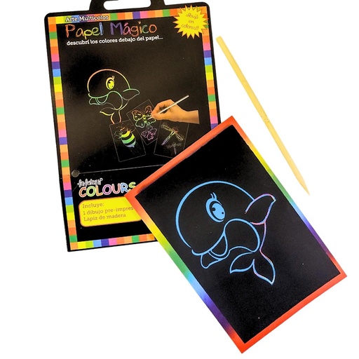 [12518] PAPEL MAGICO 1 DIBUJO PRE-IMPRESO + LAPIZ DE MADERA