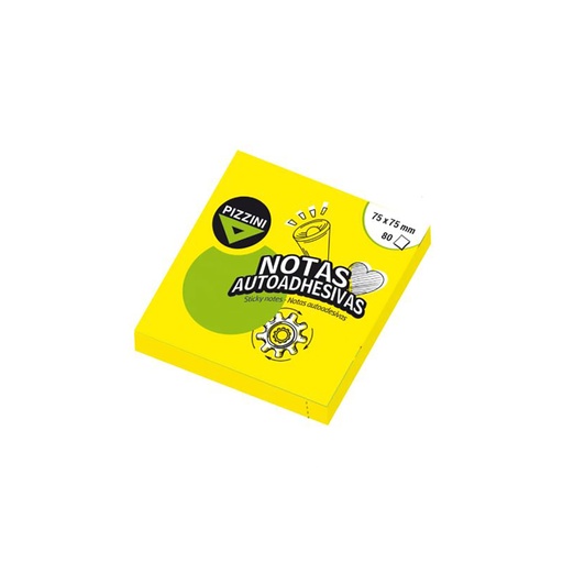 [NA757580FAM] NOTAS ADHESIVAS PIZZINI 75X75MM 80 HOJAS AMARILLO FLUO