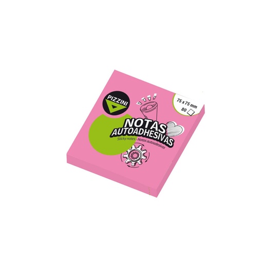 [NA757580FRO] NOTAS ADHESIVAS PIZZINI 75X75MM 80 HOJAS ROSA