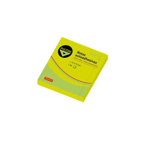 [NA757580FVE] NOTAS ADHESIVAS PIZZINI 75X75MM 80 HOJAS VERDE FLUO
