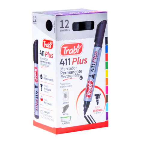 [TR1529] MARCADOR TRABI 420 X12 MARRON AL AGUA