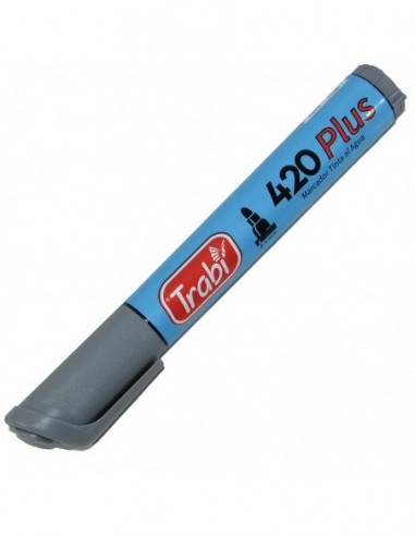 [TR1519] MARCADOR TRABI 420 AL AGUA PUNTA REDONDA X 12 GRIS