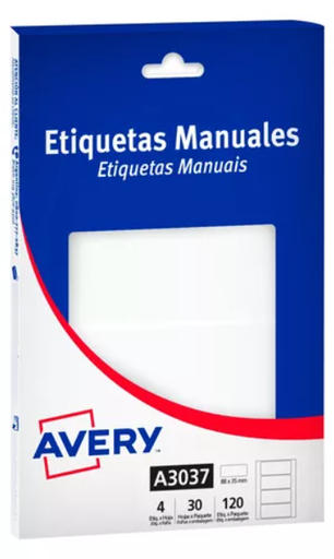 [A3037] ETIQUETAS AVERY 3037 88X35MM BLANCA 30H