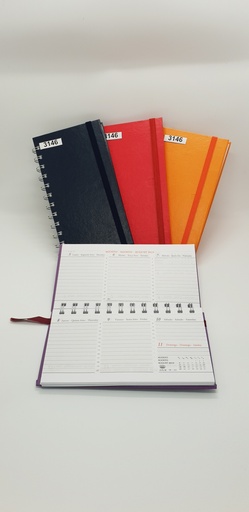 [3146] AGENDA NIVEL 10 16X8.5 SV CUERO PAPEL ESPIRALADA CON ELASTICO Y CINTA SEÑALADORA