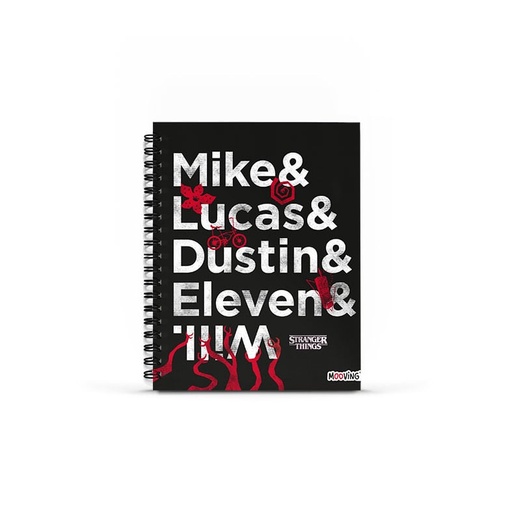 [1205246] CUADERNO MOOVING TAPA DURA CON ESPIRAL 16X21 80H STRANGER THINGS