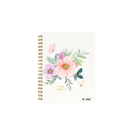 [1205241] CUADERNO MOOVING 16X21 TAPA DURA CON ESPIRAL 80 HOJAS GARDEN