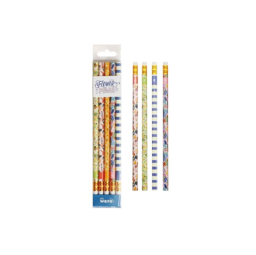 [WE3106] LAPIZ WERO CON GOMA  FLORALS X5