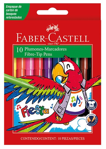 [555349] MARCADOR FABER FIESTA CAJA X10