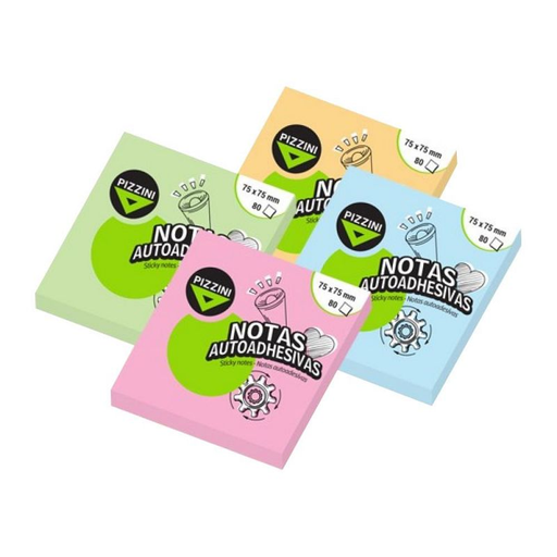 [NA757580PX1CS] NOTAS ADHESIVAS PIZZINI 75X75MM 80 HOJAS PASTEL SURTIDO