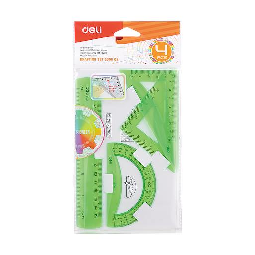 [EG00602] SET GEOMETRIA DELI FLUORESENTE 15CM 4 PIEZAS
