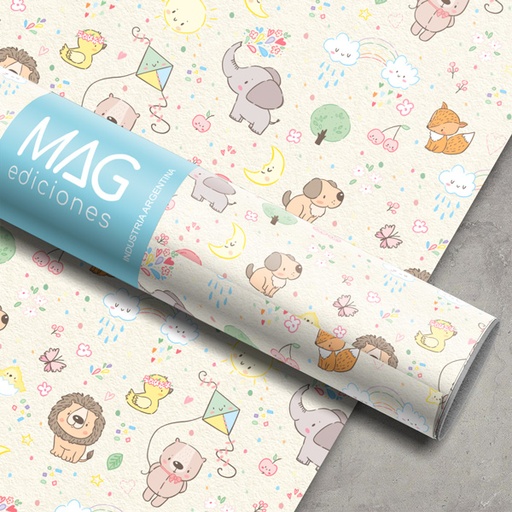 [5105] PAPEL PARA REGALO MAG 70X100 X10 5105 TARDE CON ANIMALITOS
