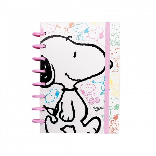 [1721134] CUADERNO MOOVING LOOP A5 CON DISCOS Y ELASTICO X 80 HOJAS RAYADAS SNOOPY