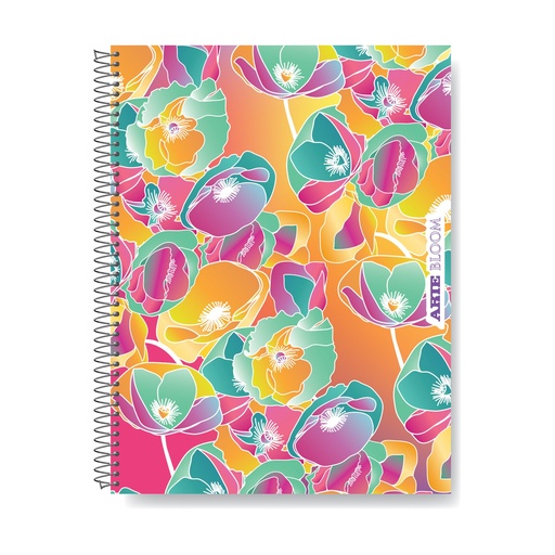 [331043] CUADERNO ARTE BLOOM 22X29.7 80H CUADRICULADO TAPA SEMI RIGIDA