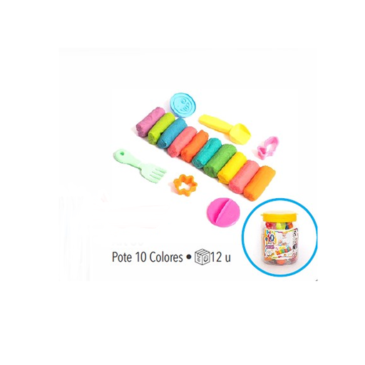 [30] MASA MASILINA POTE X10 COLORES + ACCESORIOS
