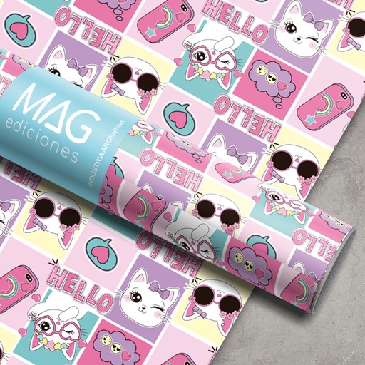 [5121] PAPEL PARA REGALO MAG 70X100 X10 5121 GATITOS