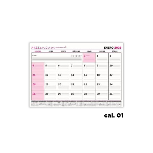 [CAL01] CALENDARIO PLANIFICADOR MENSUAL APAISADO 23x32cm 2026