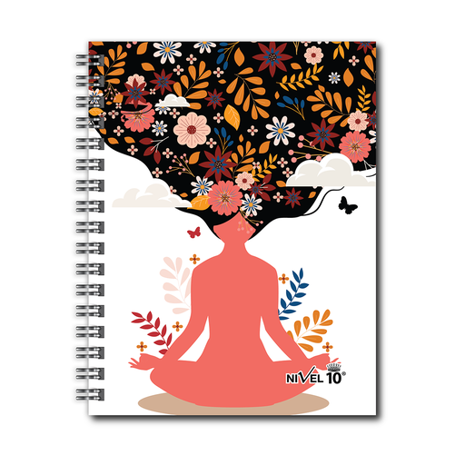 [3637] AGENDA NIVEL 10 16x22 DXP ESPIRALADA CON INDICE TROQUELADO, ELASTICO Y CINTA SEÑALADORA LINEA NAMASTE