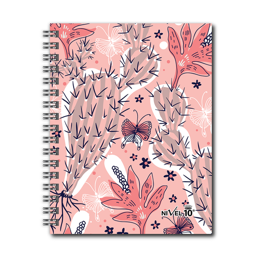 [6554] AGENDA NIVEL 10 14x19 DXP ESPIRALADA CON INDICE TROQUELADO, ELASTICO Y CINTA SEÑALADORA LINEA CACTUS