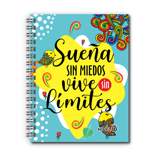 [3453] AGENDA NIVEL 10 16x22 SV ESPIRALADA CON INDICE TROQUELADO, ELASTICO Y CINTA SEÑALADORA LINEA FRASES