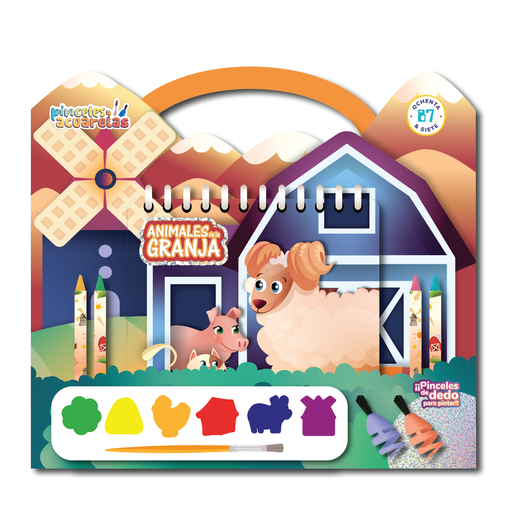 [9789878973296] SET 87 PINCELES Y ACUARELAS ANIMALES DE LA GRANJA