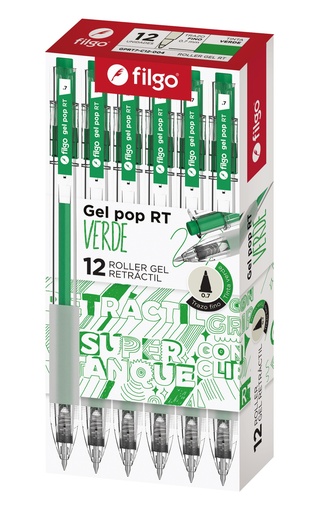 [GPRT7-C12-004] BOLIGRAFO FILGO GEL POP RETRACTIL 0.7 X 12 VERDE