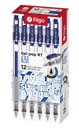 [GPRT7-C12-003] BOLIGRAFO FILGO GEL POP RETRACTIL 0.7 X 12 AZUL
