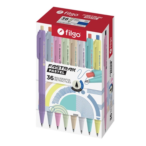 [FT10-C36-003PAS] BOLIGRAFO FILGO FASTRACK PASTEL RETRACTIL 1.0 X 36 AZUL