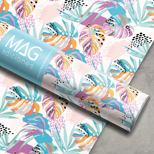 [5127] PAPEL PARA REGALO MAG 70X100 X10 5127 PLANTAS Y COLORES