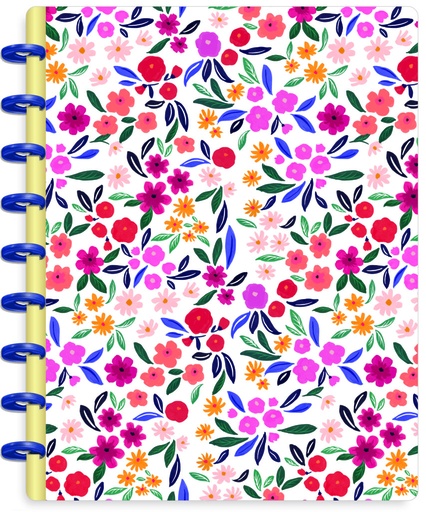 [NPC-127] CUADERNO HAPPY NOTES FLORES 17X23CM RAYADO PUNTEADO CON DISCOS