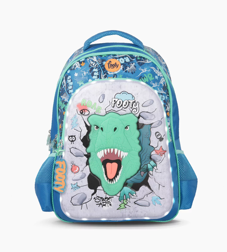 [F5411] MOCHILA FOOTY ESPALDA 18'' DINO GLOW CON LED