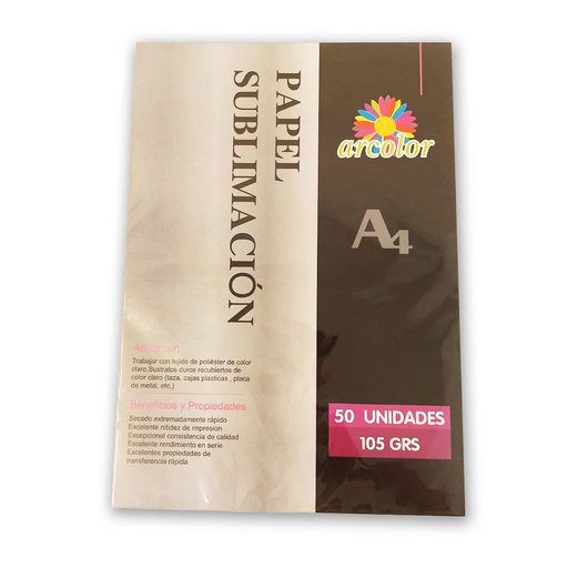 [25105] PAPEL ARCOLOR PARA SUBLIMACION A4 X50 105GR