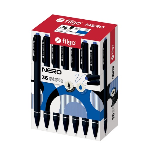 [NR10-C36-003] BOLIGRAFO FILGO NERO RETRACTIL 1.0 X 36 AZUL