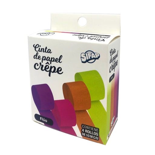 [5302] CINTA DE PAPEL CREPE SIFAP X4 FLUO
