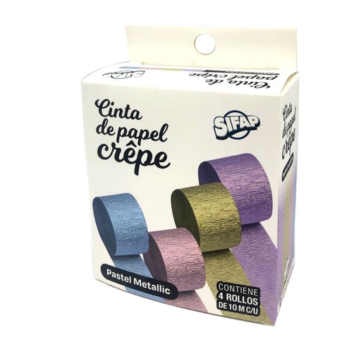 [5303] CINTA DE PAPEL CREPE SIFAP X4 PASTEL METALLIC