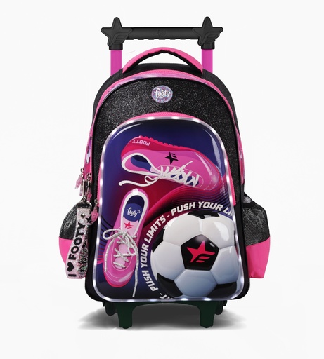 [F6291] MOCHILA FOOTY CON CARRO 18'' GIRLS SOCCER CON LUZ