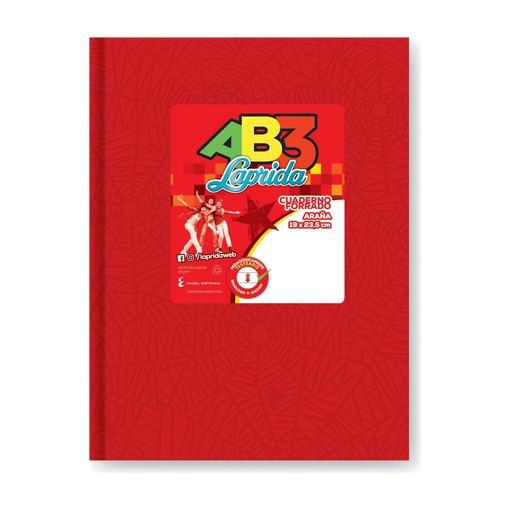 [613423] CUADERNO LAPRIDA AB3 ARAÑA TAPA DURA 98H ROJO CUADRICULADO