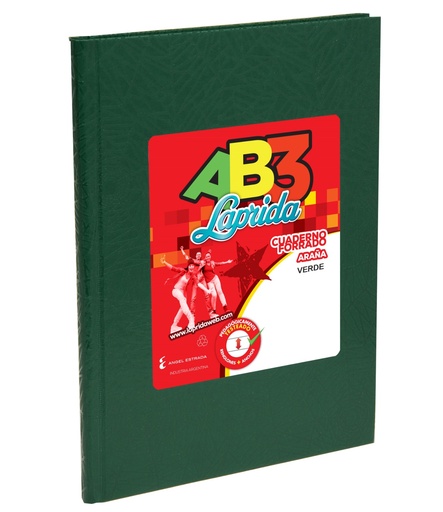 [613431] CUADERNO LAPRIDA AB3 T/D ARAÑA 98H VERDE RAYADO