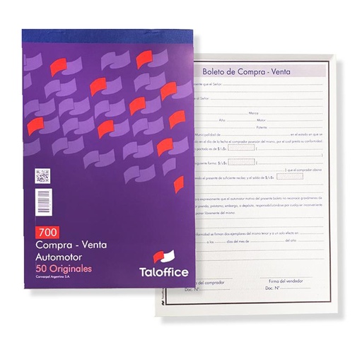 [700] TALONARIO TALOFFICE COMPRA-VENTA AUTOMOTOR
