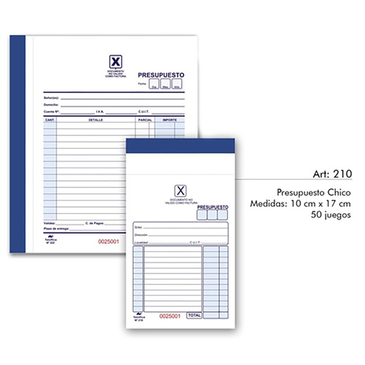 [210] TALONARIO TALOFFICE  DUPLICADO CHICO