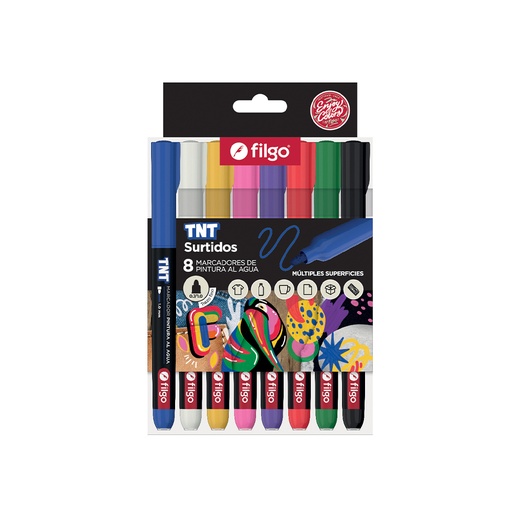 [TNTM10-E8-SUR] MARCADOR FILGO TNT PINTURA AL AGUA X8 SURTIDOS