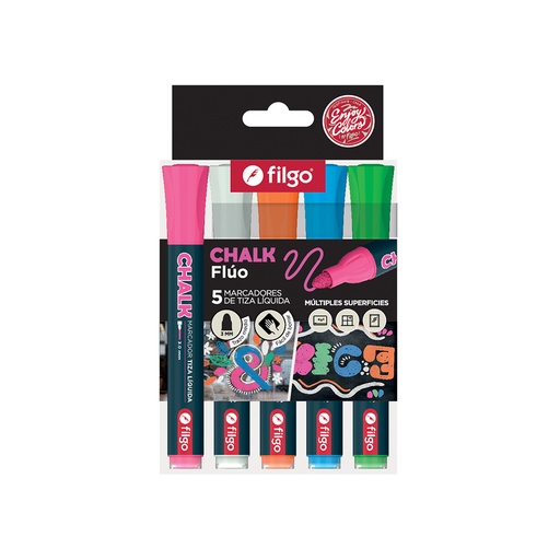 [CHLKM-E5-SUR] MARCADOR FILGO TNT CHALK FLUO TIZA LIQUIDA X5