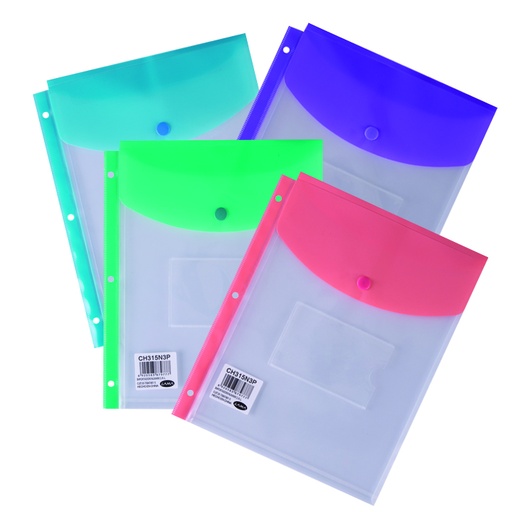 [CH315N3P] FOLIO CON SOLAPA LAMA Nº3 X12 TRANSPARENTE SURTIDO