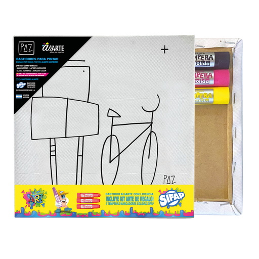 [BAST2020KITPAZ7] BASTIDOR SIFAP ILUSTRADO 20X20CM CON TEMPERAS SOLIDAS PAZ7