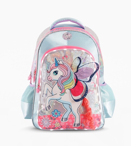 [F6343] MOCHILA FOOTY ESPALDA 18" CON LUZ LED UNICORN WINGS