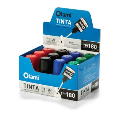 [TPI180-R] TINTA OLAMI PARA PIZARRA 20CC ROJO X UNIDAD