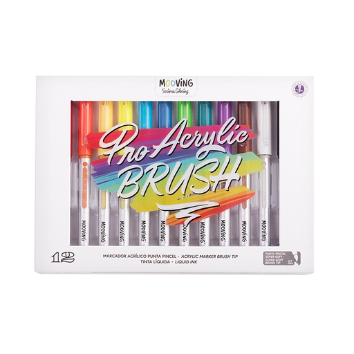[3032112] MARCADOR MOOVING ACRILICO PUNTA PINCEL X12