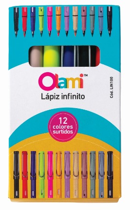 [LIN100] LAPIZ INFINITO OLAMI  COLORES SURTIDO X12