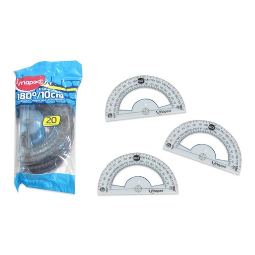 [146833ZM] TRANSPORTADOR MAPED 180° 10CM CRISTAL X20