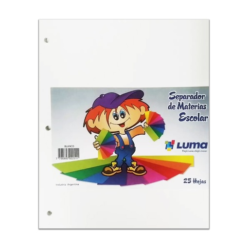 [78-01] SEPARADOR LUMA A4 X25 HOJAS BLANCO