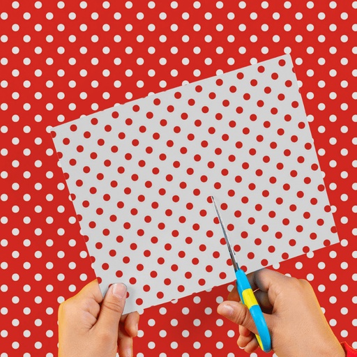 [0EI0260281] CARTULINA ENTRETENIDA MURESCO X10 LUNARES ROJO-BLANCO